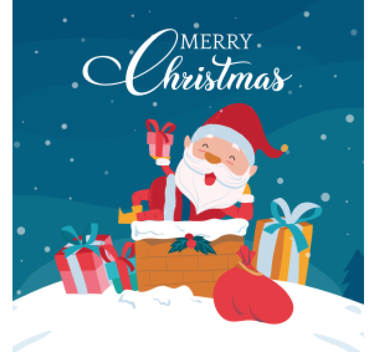 Christmas coaster santa claus with presents - TenStickers
