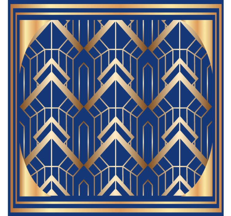 Modern coasters with geometric blue and gold design - TenStickers