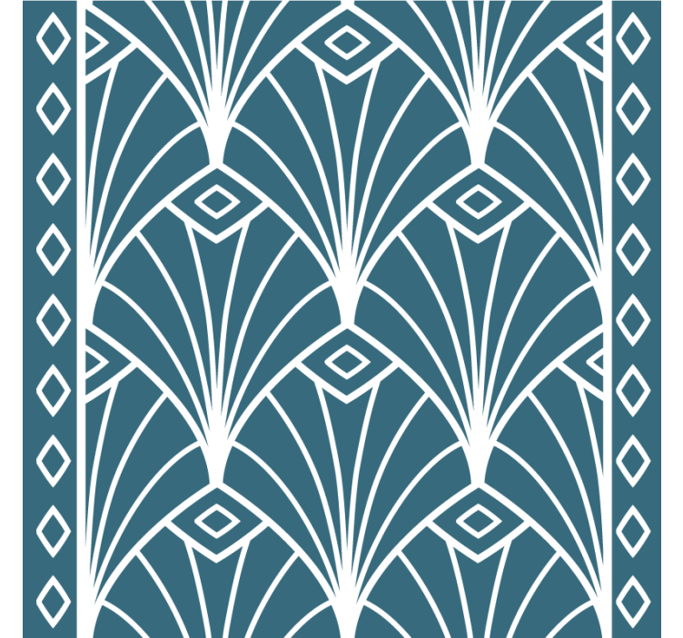 "Art Deco" Blue and white arches modern coaster - TenStickers