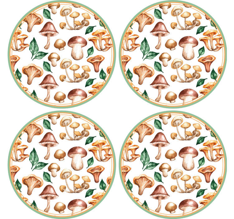 Geek coasters with mushroom pattern design - TenStickers