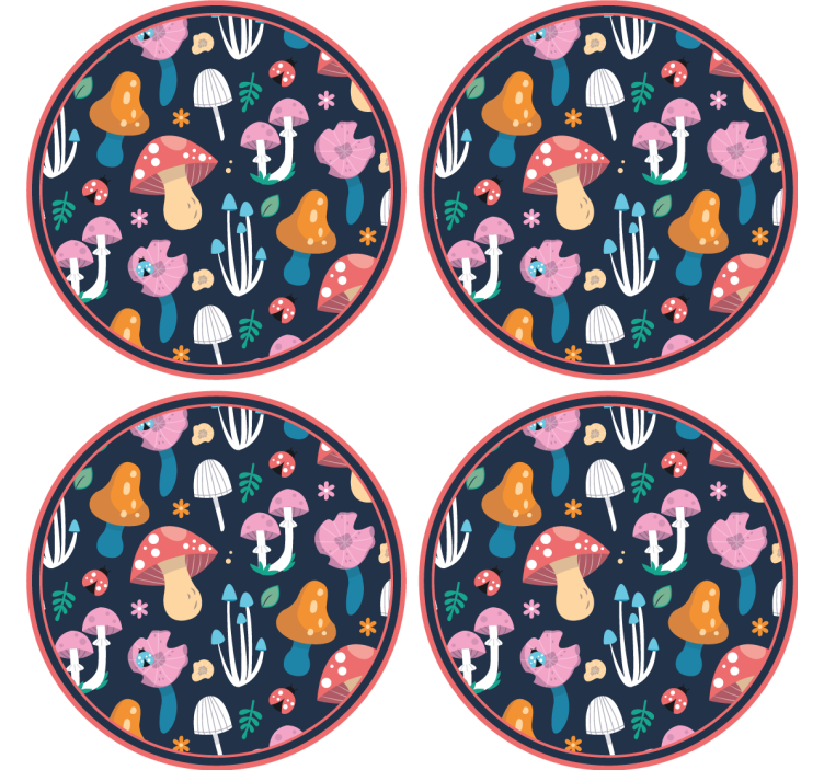 Geek coasters with colorful mushroom design - TenStickers