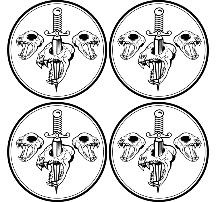 Dog skull set modern design modern coaster - TenStickers