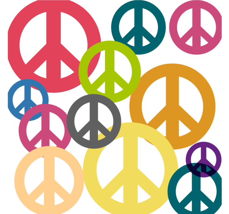 Colorful peace symbols pattern vintage coaster - TenStickers