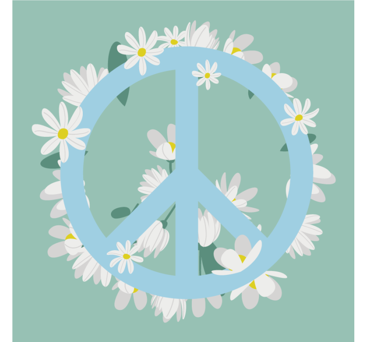Light blue peace with flowers vintage coaster - TenStickers