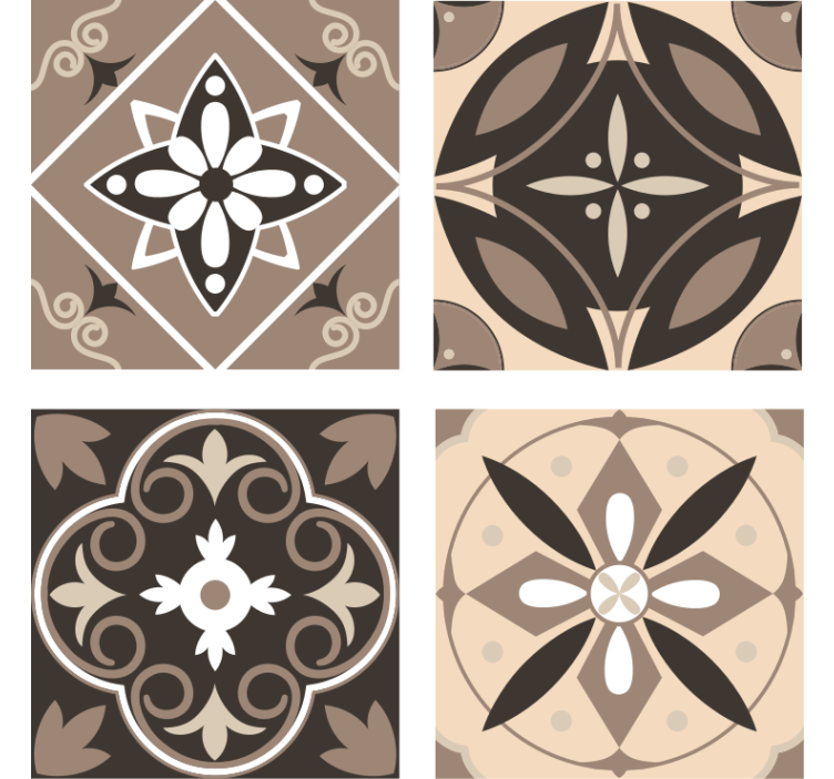 Geometric floral pattern coasters - TenStickers