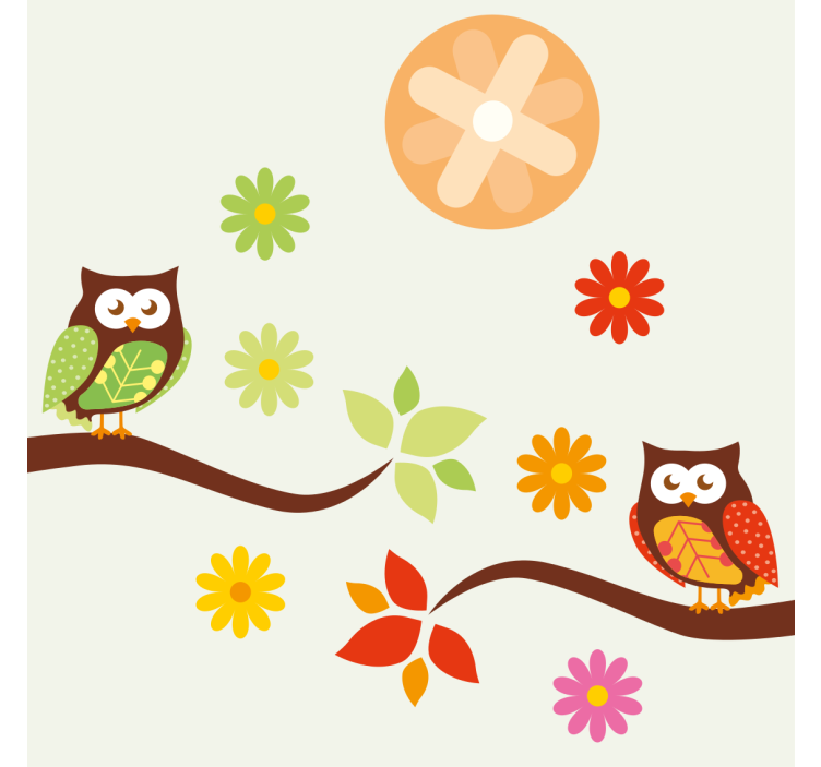 Geek coasters featuring colorful owls and flowers - TenStickers