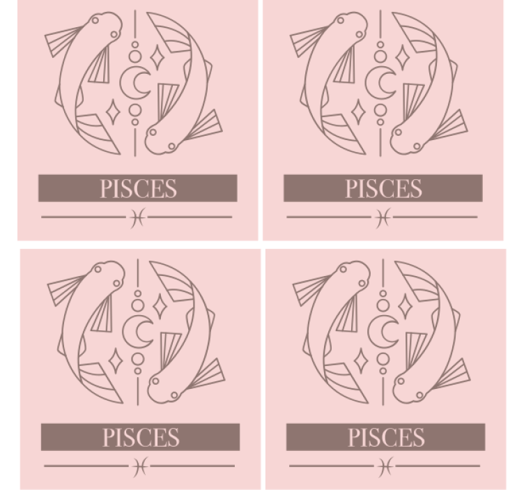 Personalised coasters with pisces zodiac fish symbol - TenStickers