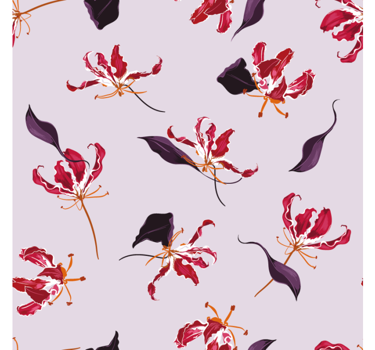 Hand drawn red lily floral  modern coaster - TenStickers