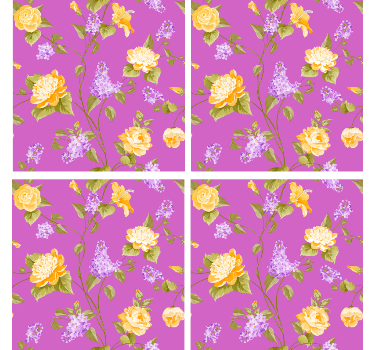 Floral print with yellow roses coasters - TenStickers
