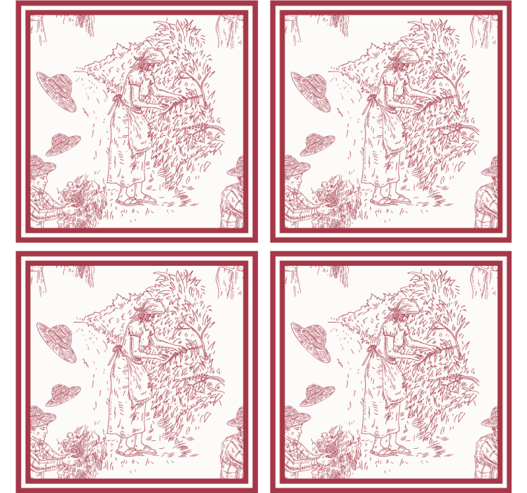 Vintage coasters rustic scene illustration - TenStickers