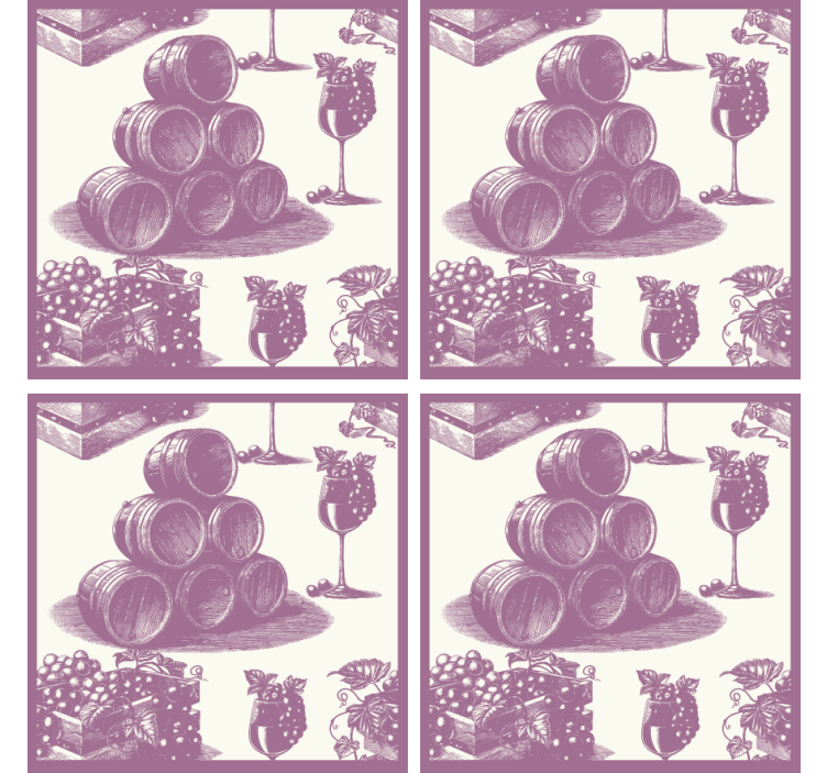 Beer mats wine barrels and glasses - TenStickers