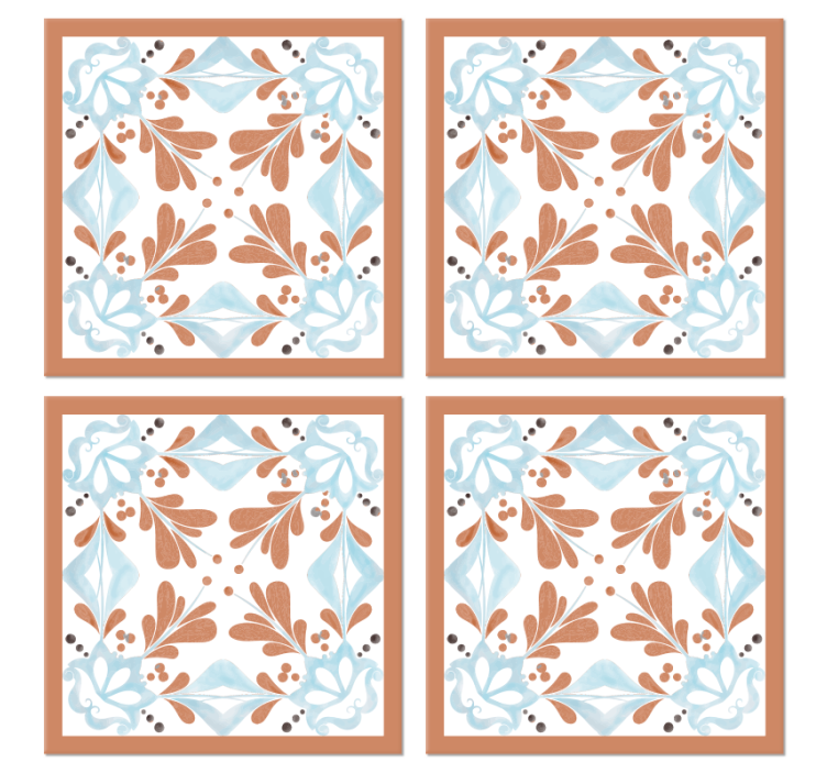 Floral Mediterranean tiles coasters - TenStickers