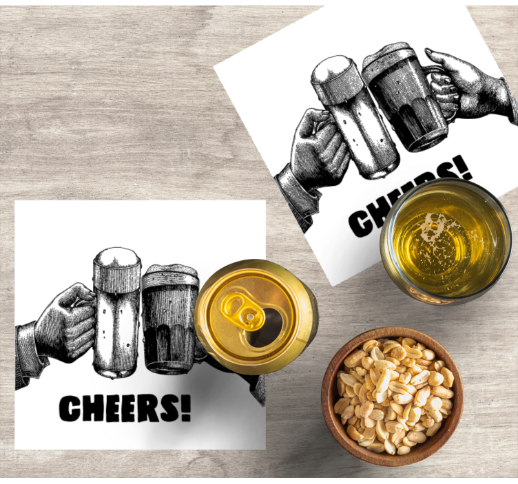 Cheers saying text coasters - TenStickers