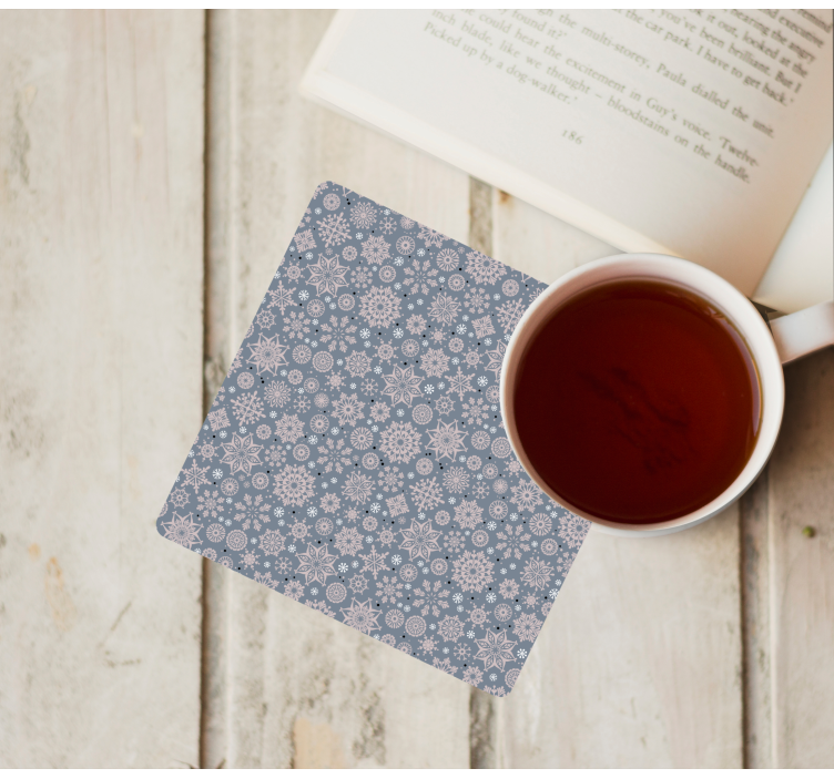 Beige, black and white snowflake tile coasters - TenStickers