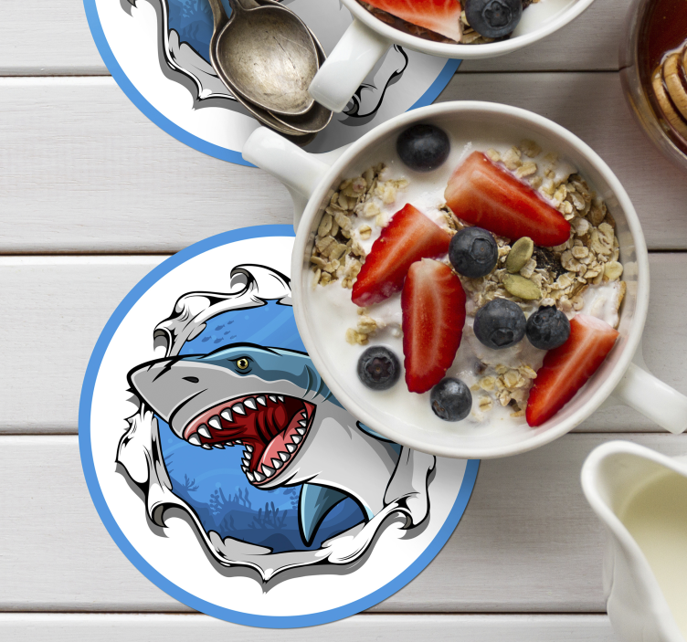 An awesome shark 3d coaster - TenStickers