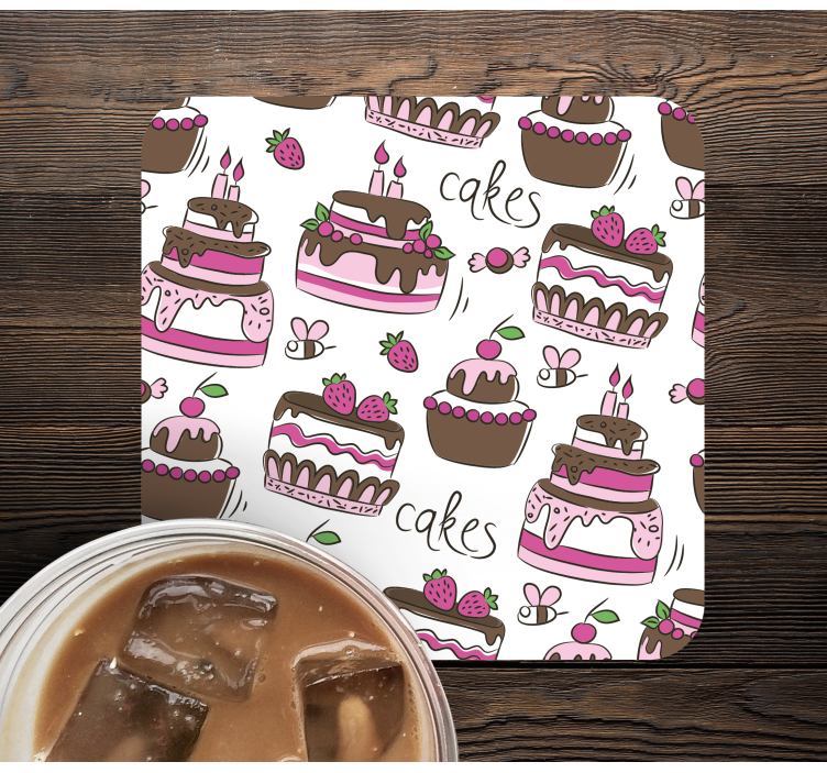 Birthday cake pattern modern coaster - TenStickers