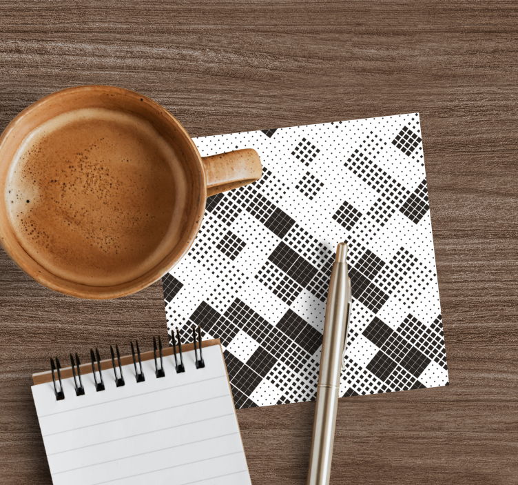 Black and white geometric texture coaster - TenStickers