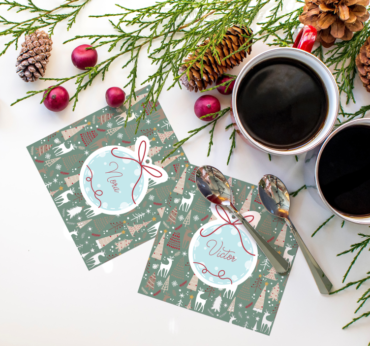 Christmas Forest Pattern xmas coasters - TenStickers