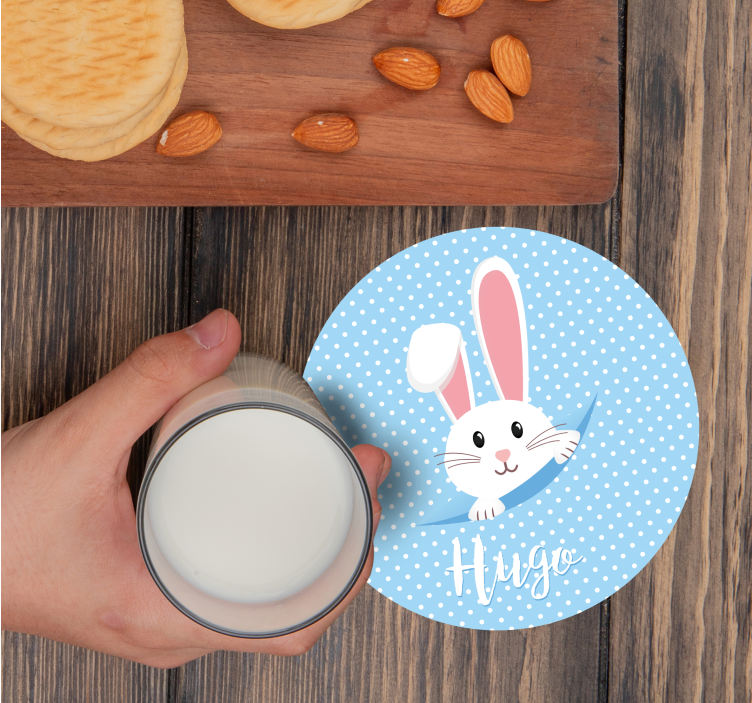 Cute bunny for boy with name coasters - TenStickers