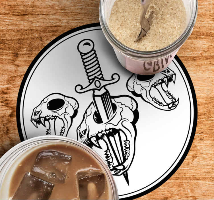 Dog skull set modern design modern coaster - TenStickers