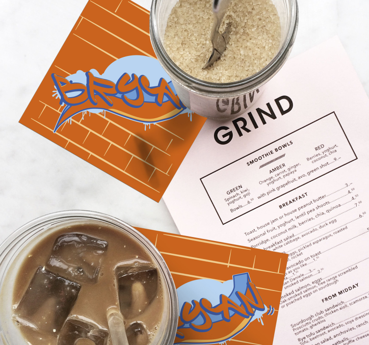 Grafitti customizable text custom coasters - TenStickers