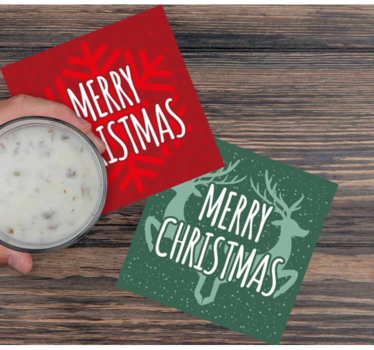 Green and red patterns Christmas coaster - TenStickers