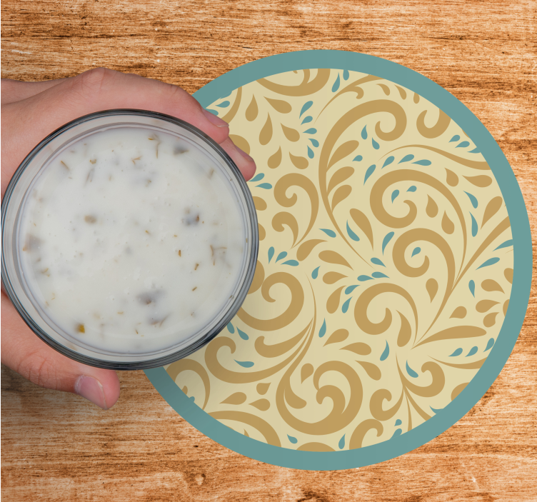 Hand drawn floral pattern vintage coaster - TenStickers