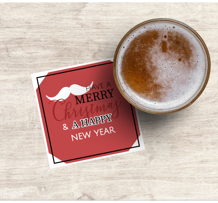 Happy Year Santa's moustache christmas coaster - TenStickers