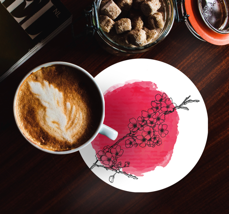 Japanese cherry blossom vintage coaster - TenStickers