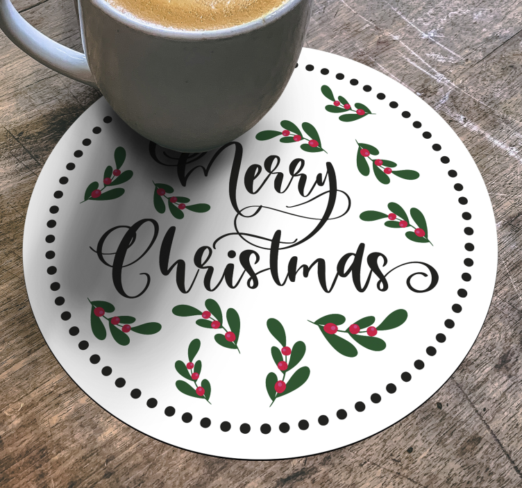 Merry Christmas tree drink coaster - TenStickers