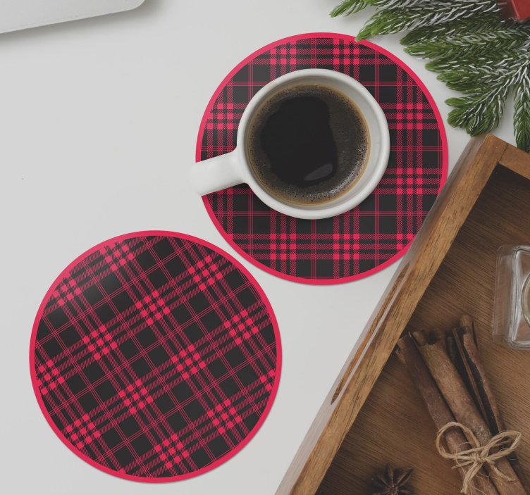 Red Black Plaid Pattern coasters - TenStickers