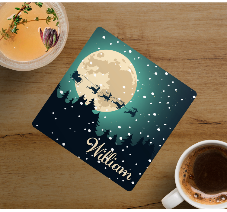 Santa Sleigh Moonlight Christmas coaster - TenStickers
