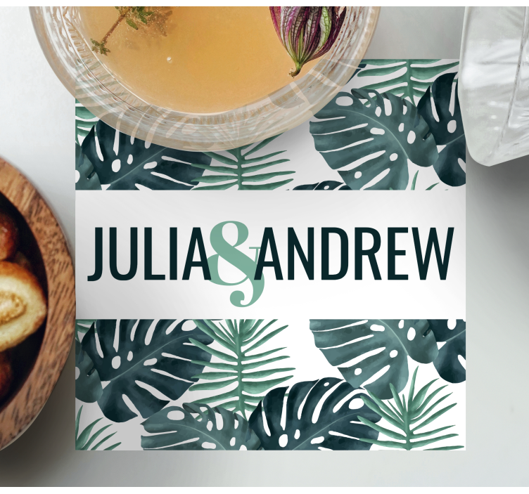 Tropical Leaf Pattern wedding coasters - TenStickers