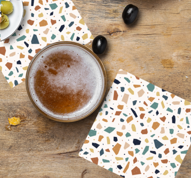 Warm colored terrazzo pattern more coasters - TenStickers