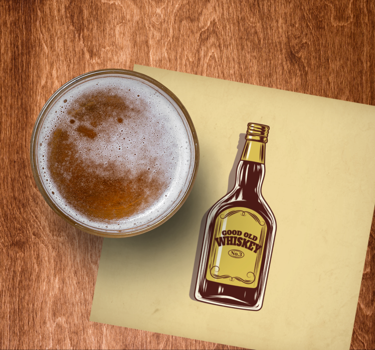 Whiskey cartoon design vintage coaster - TenStickers