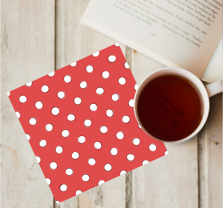White and red polka dot vintage coaster - TenStickers