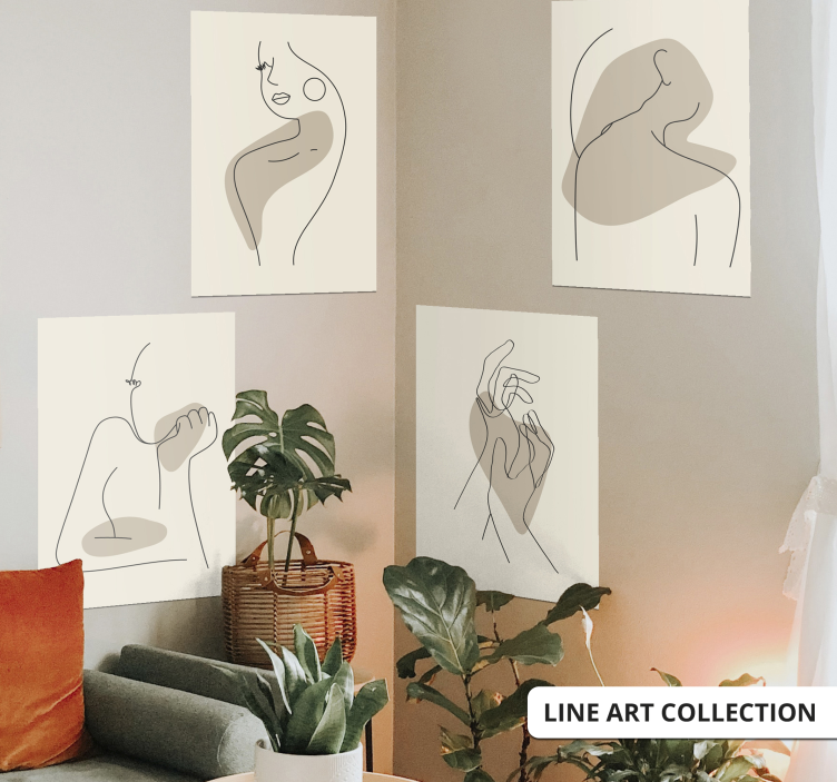 Abstract line art profile poster - TenStickers