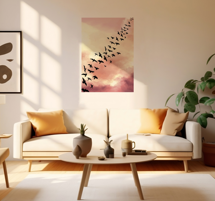 Flying birds living room poster - TenStickers