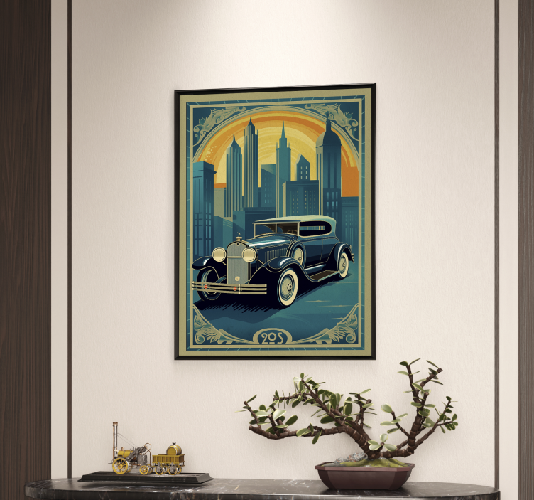 Art déco poster featuring a 20s car - TenStickers