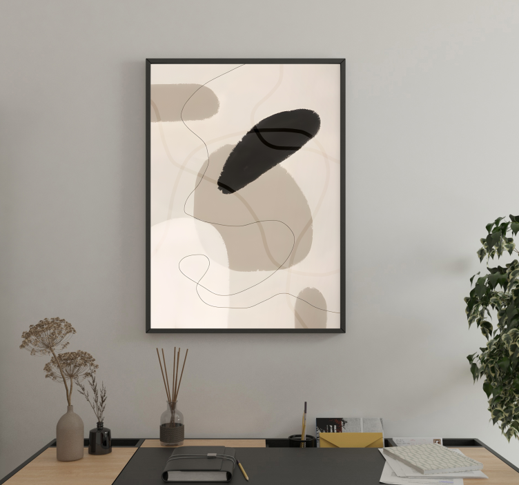 beige shades and shapes abstract poster - TenStickers
