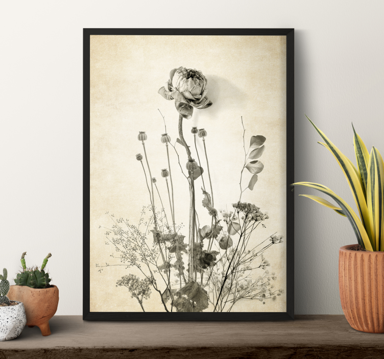 bouquet of flowers on beige background flower poster - TenStickers