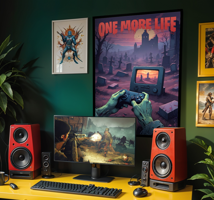 "One more life" video game poster - TenStickers