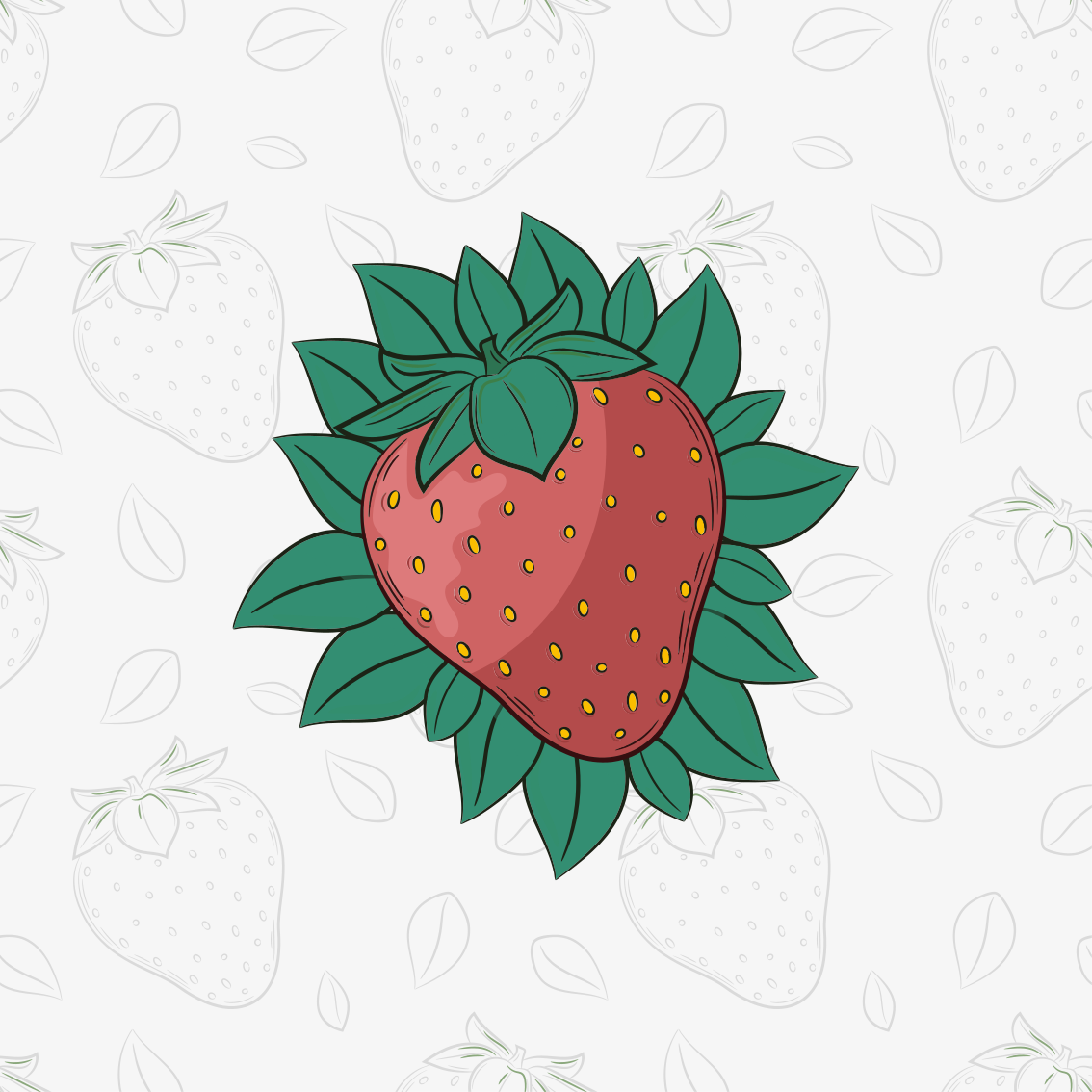 Kitchen poster of bright juicy strawberries and green leaves - TenStickers