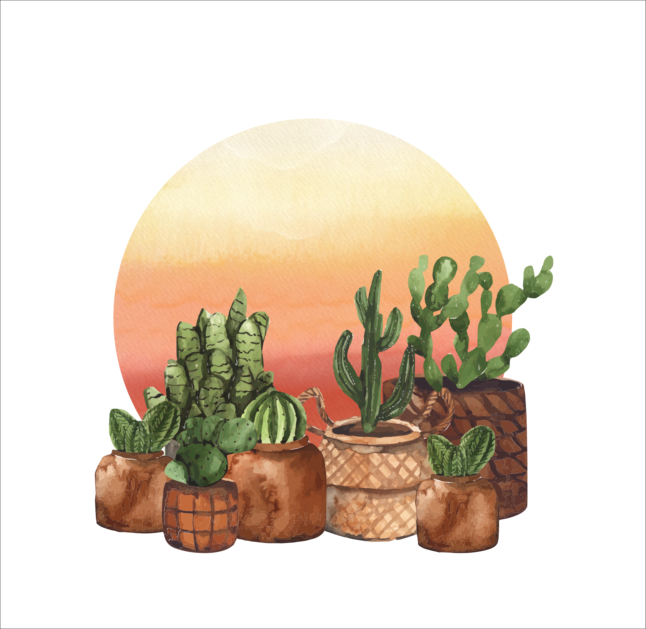 Cactus with sunset in circle kitchen poster - TenStickers