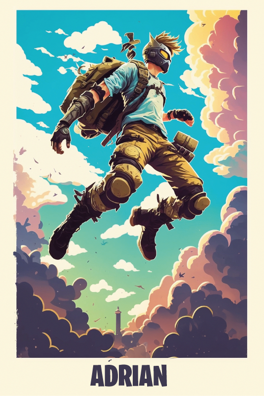 Poster for teenager featuring epic character with name - TenStickers