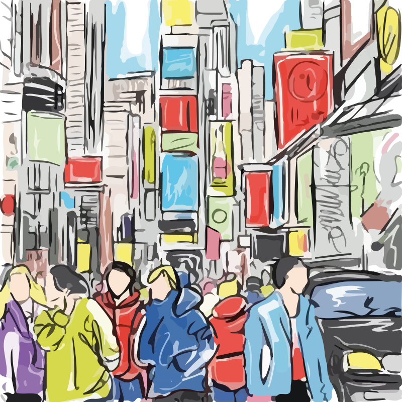 Living room poster modern people of new york - TenStickers