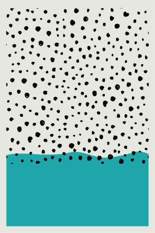 Living room poster abstract blue painting with dots - TenStickers