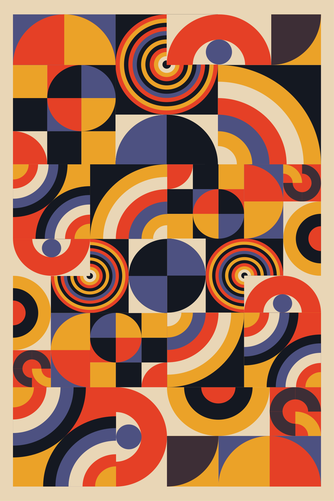 Living room poster colorful bauhaus circles - TenStickers