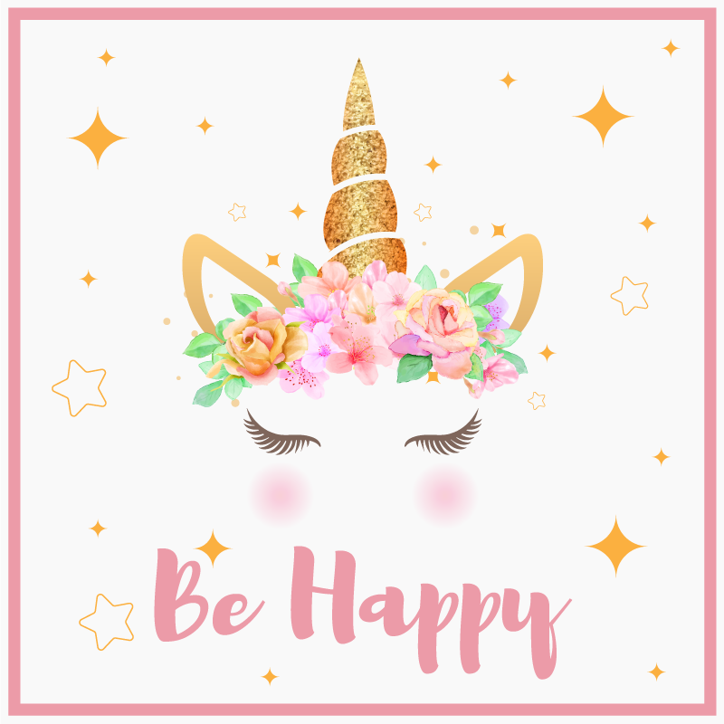 Nursery poster unicorn with phrase be happy - TenStickers