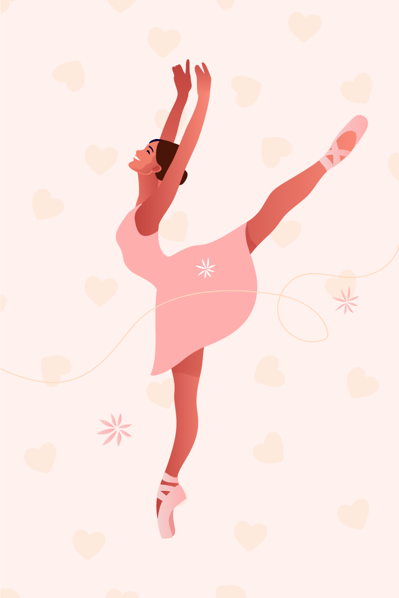Nursery poster ballerina with hearts - TenStickers